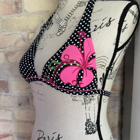 Arizona Jean Company Black and White Polka Dot Bikini Top - Picture 2 of 4